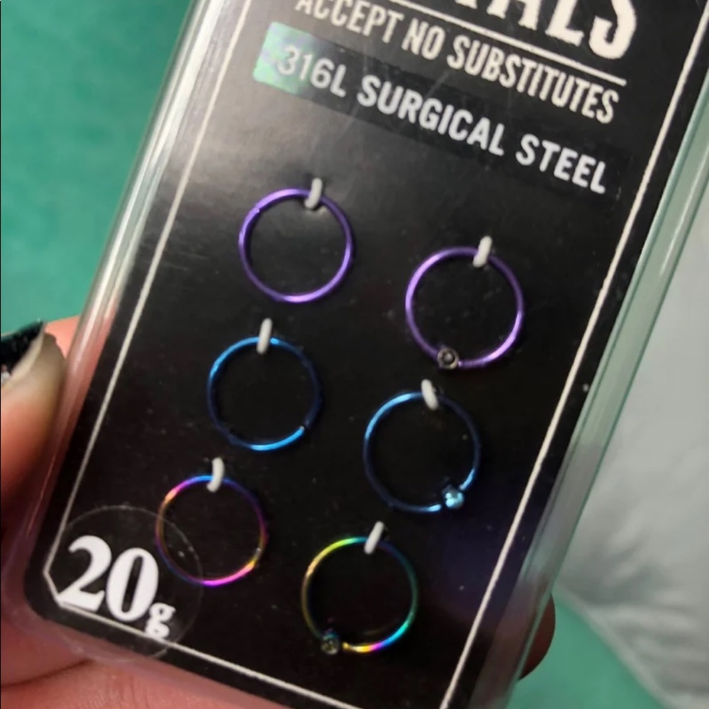 6 Nose Hoops 20g